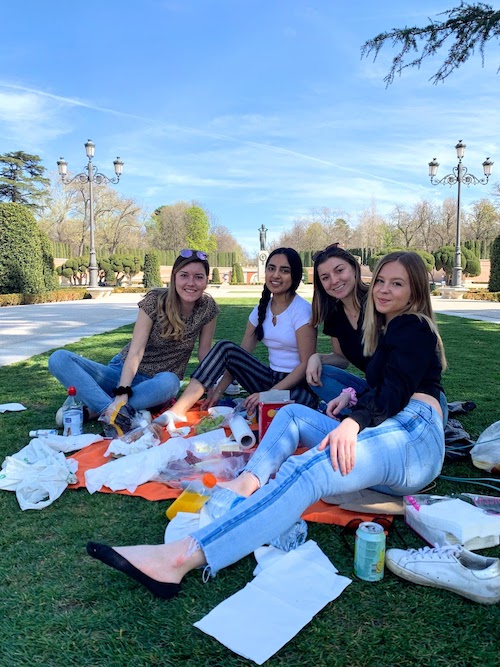 My roomates and I enjoying a picnic in Retiro Park