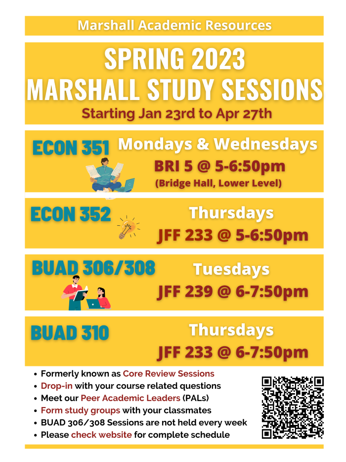 Spring 2023 Marshall Study Sessions