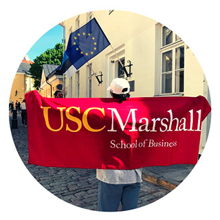 Student with Marshall Flag